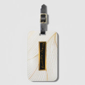 Elegant modern Gold White Leaves Line Collectie Bagagelabel (Voorkant (verticaal))