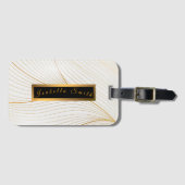Elegant modern Gold White Leaves Line Collectie Bagagelabel (Voorkant (horizontaal))