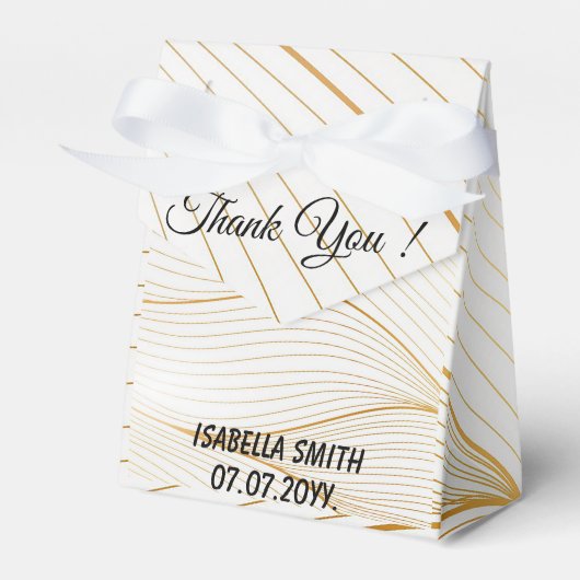 Elegant modern Gold White Leaves Line Collectie Bedankdoosjes (Voorkant Zijde)