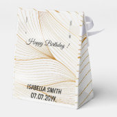 Elegant modern Gold White Leaves Line Collectie Bedankdoosjes (Achterkant)