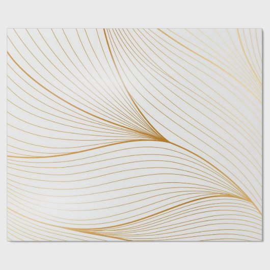 Elegant modern Gold White Leaves Line Collectie Cadeaupapier (Vlak)