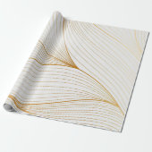 Elegant modern Gold White Leaves Line Collectie Cadeaupapier (Uitgerold)