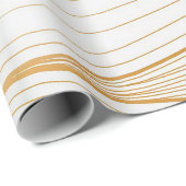 Elegant modern Gold White Leaves Line Collectie Cadeaupapier (Rol Hoek)