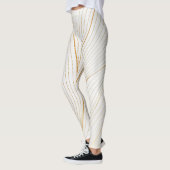 Elegant modern Gold White Leaves Line Collectie Leggings (Links)