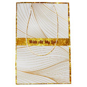 Elegant modern Gold White Leaves Line Collectie Medium Cadeauzakje (Voorkant)