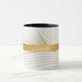 Elegant modern Gold White Leaves Line Collectie Mok (Midden)