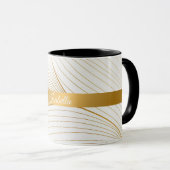 Elegant modern Gold White Leaves Line Collectie Mok (Voorkant rechts)