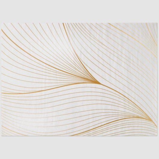 Elegant modern Gold White Leaves Line Collectie Tissuepapier (Voorkant)