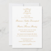 Elegant Modern Gold & White Monogram Wedding Kaart (Voorkant)