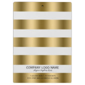 Elegant modern Gold & White Stripes patroon Klembord (Achterkant)