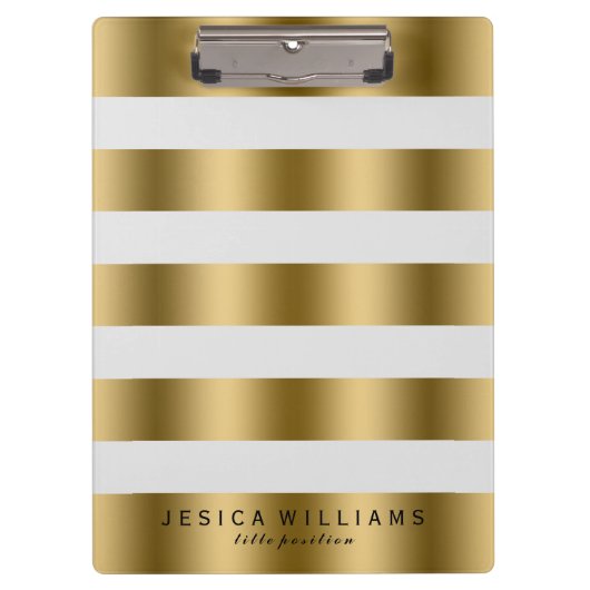 Elegant modern Gold & White Stripes patroon Klembord (Voorkant)