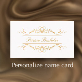 Elegant Modern Gold & White Swirl Script Name Plaatskaartje