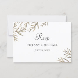 Elegant Modern Golden Leaf Wedding RSVP