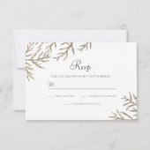 Elegant Modern Golden Leaf Wedding RSVP Kaartje (Achterkant)