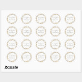 Elegant Modern Golden Leaf Wreath Wedding Ronde Sticker (Vel)