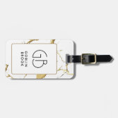 Elegant Modern Golden Veins Marble Pattern Name Bagagelabel (Voorkant horizontaal)