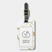 Elegant Modern Golden Veins Marble Pattern Name Bagagelabel (Voorkant verticaal)