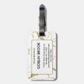 Elegant Modern Golden Veins Marble Pattern Name Bagagelabel (Achterkant verticaal)