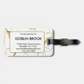 Elegant Modern Golden Veins Marble Pattern Name Bagagelabel (Achterkant horizontaal)