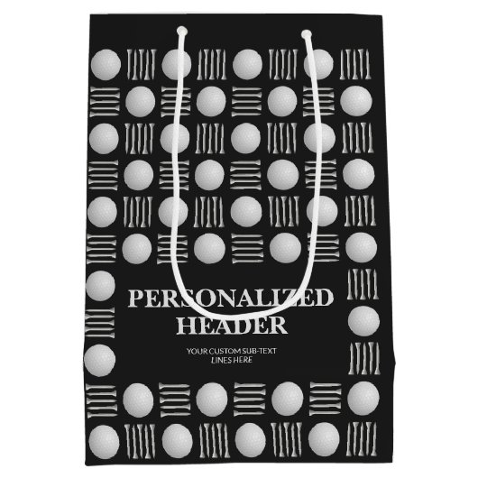 Elegant Modern Golfbal & T-shirt Zwart Noir Medium Cadeauzakje (Achterkant)