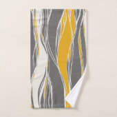 Elegant, modern, golven, lijnen, lichtgrijs, geel bad handdoek (Handdoek)