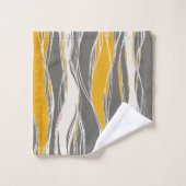 Elegant, modern, golven, lijnen, lichtgrijs, geel bad handdoek (Wasdoekje)