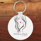 Elegant Modern Golvend Haar Wimpers Schoonheidssal Sleutelhanger (Voorkant)