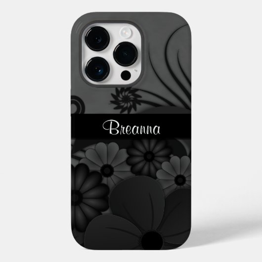 Elegant Modern Gothic Zwart Bloemen Hibiscus Stoer Case-Mate iPhone Case (Achterkant)