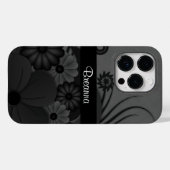 Elegant Modern Gothic Zwart Bloemen Hibiscus Stoer Case-Mate iPhone Case (Achterkant (horizontaal))