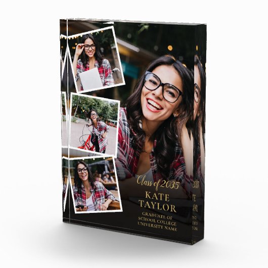 Elegant Modern Goud Afstuderen 4 Fotoblokken (Rechts)