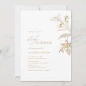 Elegant modern goud Baby shower van flora en fauna Kaart (Voorkant)