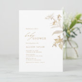Elegant modern goud Baby shower van flora en fauna Kaart (Staand voorkant)