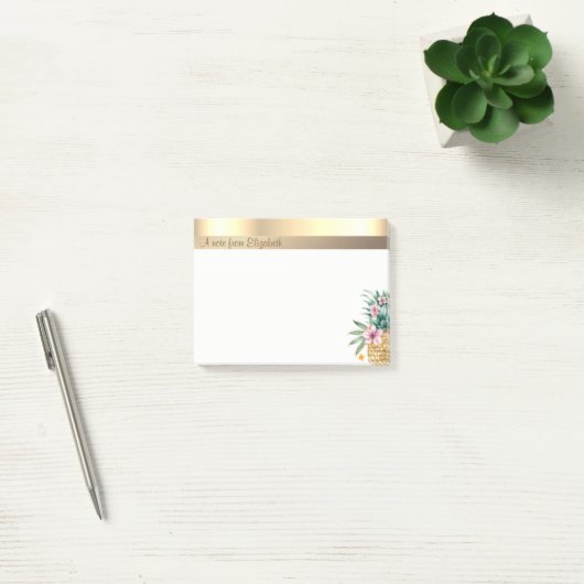 Elegant Modern Goud Bloemen Ananas Post-it® Notes (Kantoor)