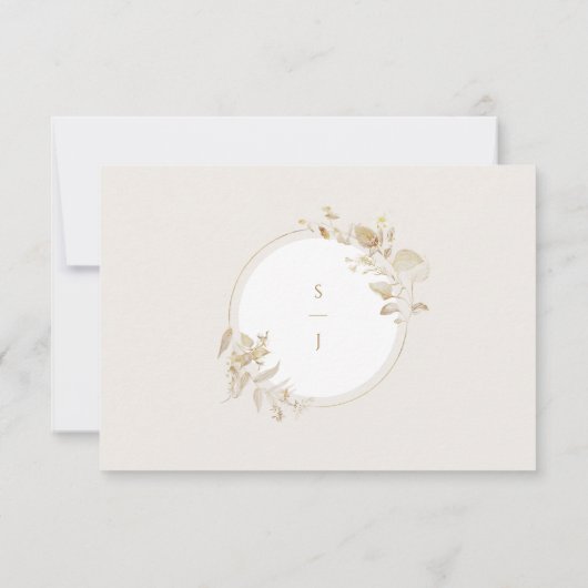 Elegant Modern Goud Bloemen Bruiloft QR code RSVP Kaartje (Achterkant)