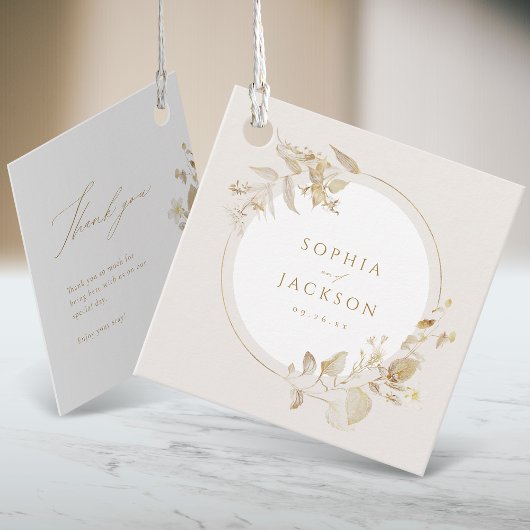 Elegant modern goud - botanische Floral Wedding Bedankjes Labels