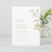 Elegant modern goud - botanische Floral Wedding Kaart (Staand voorkant)