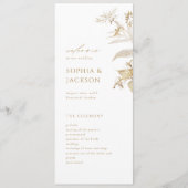 Elegant modern goud - botanische Floral Wedding Programmakaart (Voorkant)