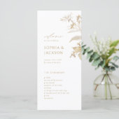Elegant modern goud - botanische Floral Wedding Programmakaart (Staand voorkant)
