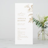 Elegant modern goud - botanische Floral Wedding Programmakaart (Staand voorkant)