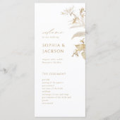 Elegant modern goud - botanische Floral Wedding Programmakaart (Voorkant)