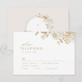 Elegant modern goud - botanische Floral Wedding RSVP Kaartje (Voorkant / Achterkant)