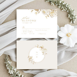 Elegant modern goud - botanische Floral Wedding RSVP Kaartje