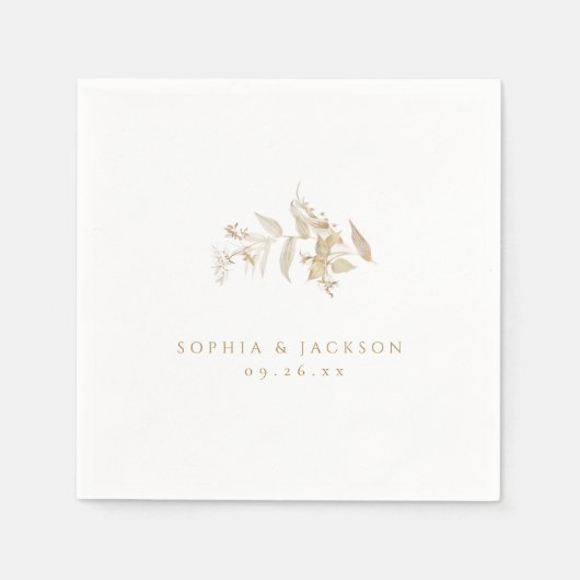 Elegant modern goud - botanische Floral Wedding Servet (Voorkant)