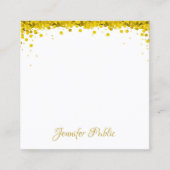 Elegant Modern Goud Confetti Hand Script Tekst Vierkante Visitekaartje (Voorkant)