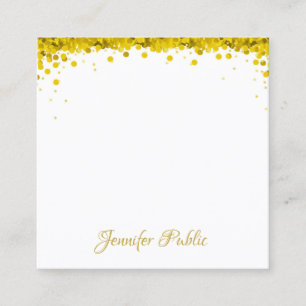 Elegant Modern Goud Confetti Hand Script Tekst Vierkante Visitekaartje
