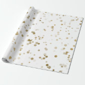 Elegant modern goud confetti polka puntpatroon cadeaupapier (Uitgerold)