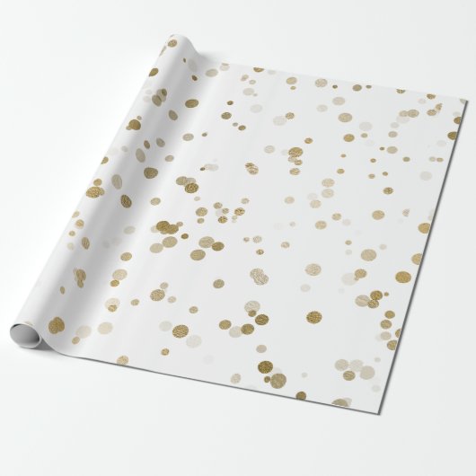 Elegant modern goud confetti polka puntpatroon cadeaupapier (Uitgerold)