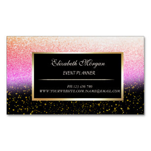 Elegant Modern Goud Confetti,Zwart,Bokeh Frame Magnetisch Visitekaartje
