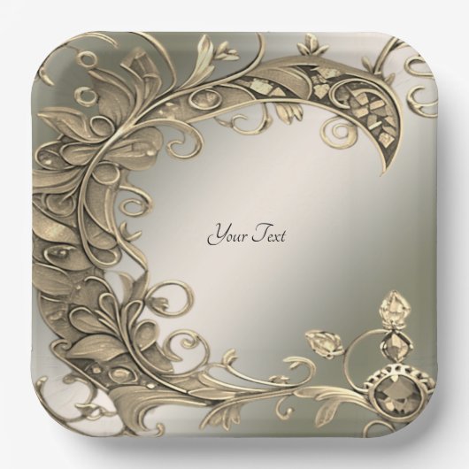 Elegant Modern Goud Decoratief Papier Bord (Voorkant)