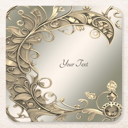 Elegant Modern Goud Decoratief Papier Onderzetter (Voorkant)